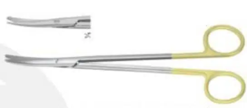 Ножиці за Метценбаумом-Нельсон, верт-зіг, ТВС з покриттям ручок карб титана (жовт або черн кольору), з одним гостр кінцем, 180 мм тип Супер Кат RAJ IMPEX 04-626